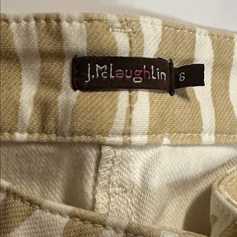 J. McLaughlin Women’s Lexi Jeans Light Khaki & Off-White Zebra Print Size 6 - Picture 7 of 8